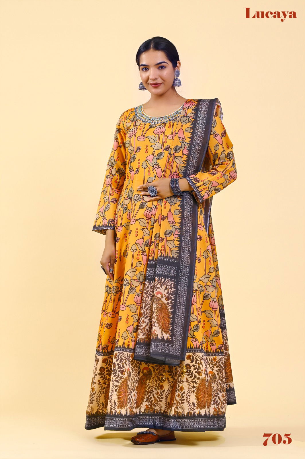 Lucaya Vol 7 Kalamkari Printed Dupatta With Gown Catalog
